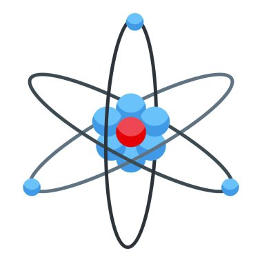Atom içgörü ikonu izometrik vektörü. Dijital veri