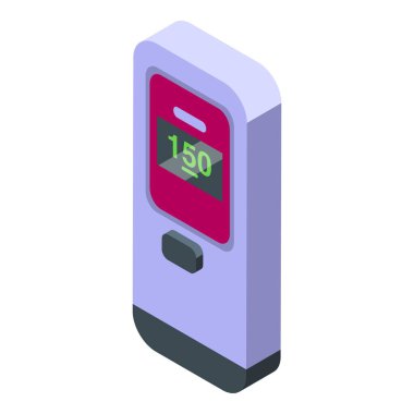 Kardiyolog aracı izometrik vektör. Kalp çarpıntısı