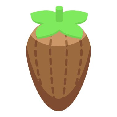 Çikolatalı çilek ikonu izometrik vektörü. Sürpriz şeker.