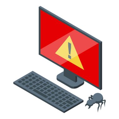 Bilgisayar gizlilik ikonu izometrik vektörü. Veri bilgileri