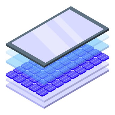 Güneş paneli yapı ikonu izometrik vektörü. Enerji arzı