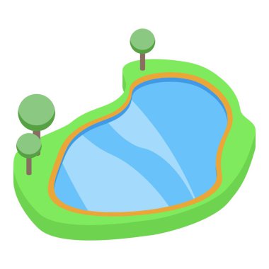 Park gölü ikonu izometrik vektörü. Su altında sıçrama