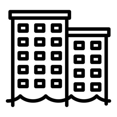 Alçak deniz seviyesi simgesi ana hat vektörü. İklim değişikliği