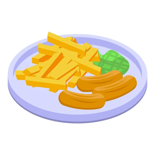 Plato de queso alemán icono vector isométrico. Comida de cocina — Vector de stock