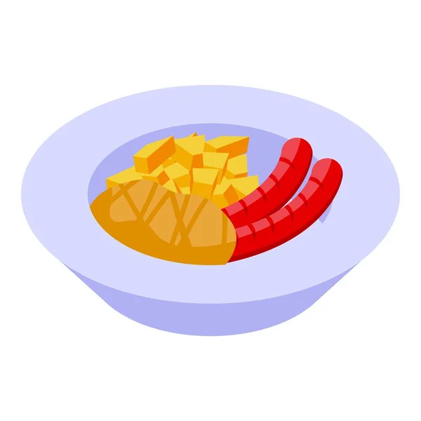 Vettore isometrico icona salsiccia grigliata tedesca. Cucina cibo — Vettoriale Stock