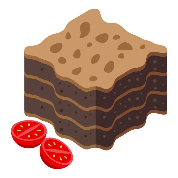 Icône lasagne chocolat vecteur isométrique. Pâtes lasagnes — Image vectorielle