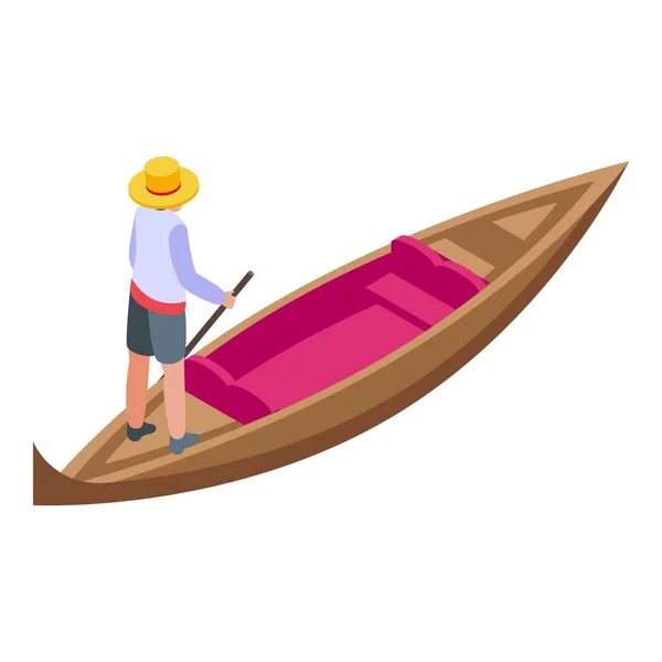 Ікона річки Гондола ізометричний вектор. Венеціанський човен — стоковий вектор