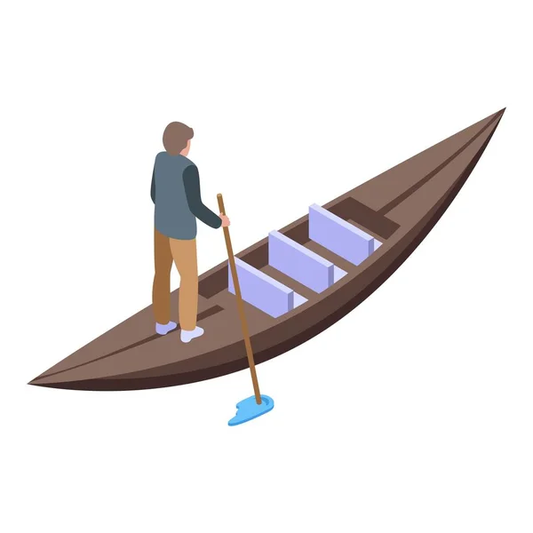 Ίσομετρικό διάνυσμα εικόνας γόνδολας ξύλου. Σκάφος Βενετίας — Διανυσματικό Αρχείο