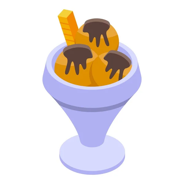 Sundae bowl icon vector isométrico. Copa de crema — Vector de stock