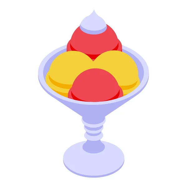 Bevroren sundae pictogram isometrische vector. Crèmebolletje — Stockvector