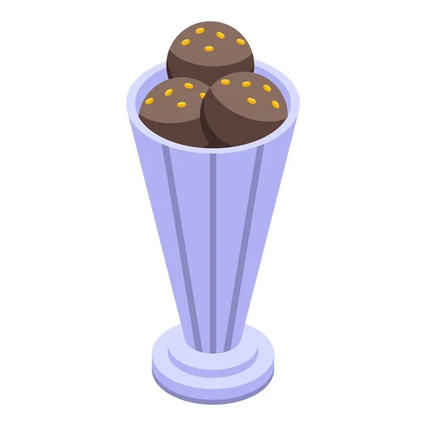 Sundae cup icon vettore isometrico. Ciotola crema — Vettoriale Stock