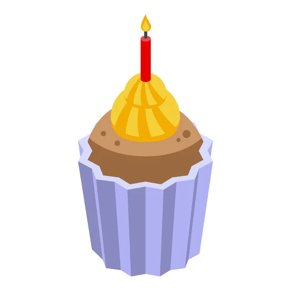 Fiesta infantil cupcake icono vector isométrico. Feliz lindo — Vector de stock