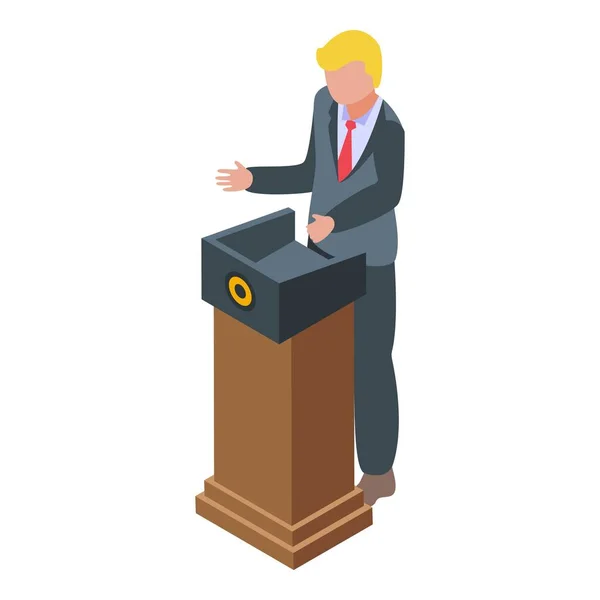 Πρόεδρος εικονίδιο ομιλητής ισομετρική διάνυσμα. Ψηφοφορία θαλάμου — Διανυσματικό Αρχείο