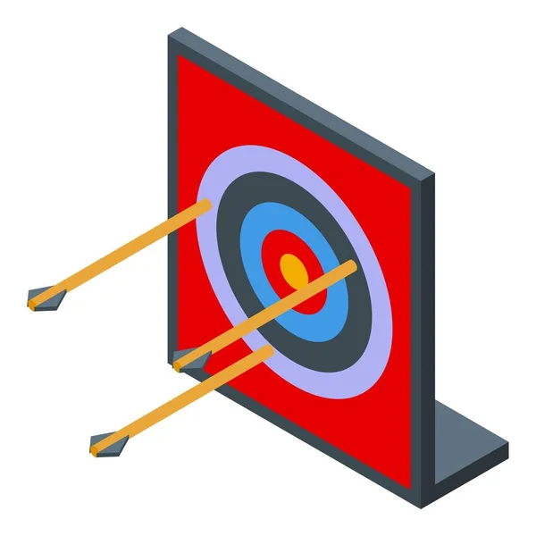 Tir à l'arc icône cible ronde vecteur isométrique. Concours de flèches — Image vectorielle
