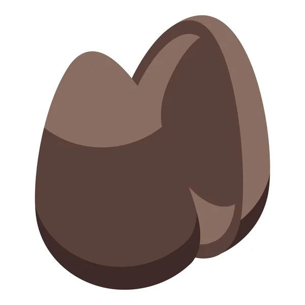 Icono mitad huevo de chocolate vector isométrico. Dulces oscuros — Vector de stock