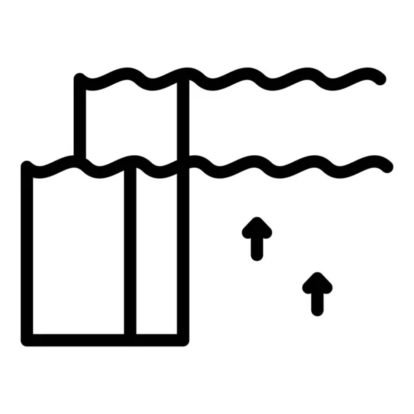 Icono del nivel del mar Liberty contorno vector. Cambio climático — Vector de stock
