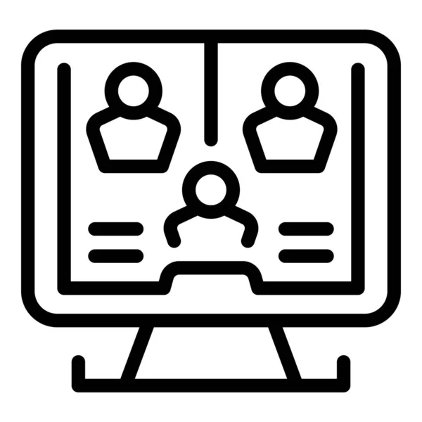 Vetor de contorno de ícone de vídeo conferência. Educação online — Vetor de Stock