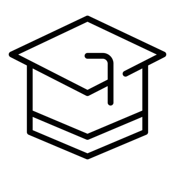 Graduatie hoed pictogram omtrek vector. Online onderwijs — Stockvector