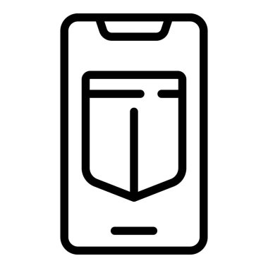 Güvenli akıllı telefon ikonu ana hatları vektörü. Çevrim içi telefon