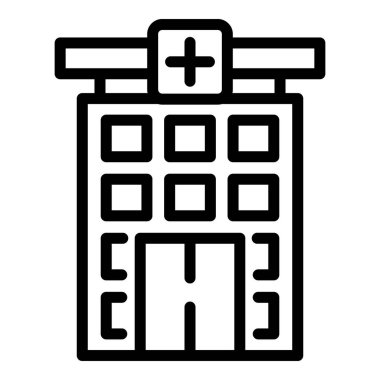 Hastane binası ikon ana hatları vektörü. Klinik