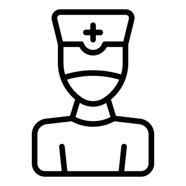 Klinik hemşire ikonu ana hatları vektörü. İlgili kişi