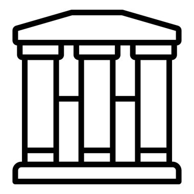 Banka binası ikon ana hatları vektörü. İş Ofisi