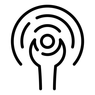 Çevrimiçi anahtar ikon ana hatları vektörü. Erkek uzmanı.