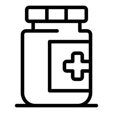 Pill jar icon outline vector. Pharmacy bottle