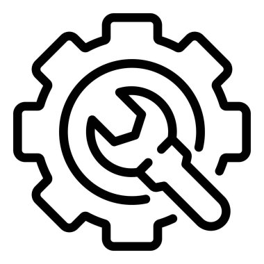 Technical overview gear icon outline vector. Business data