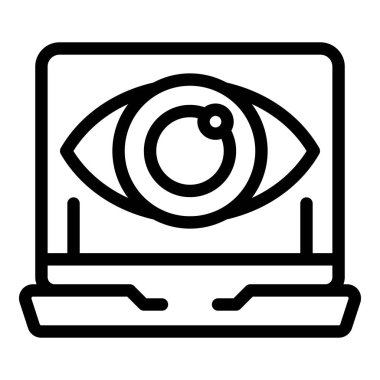 Laptop overview icon outline vector. Financial data