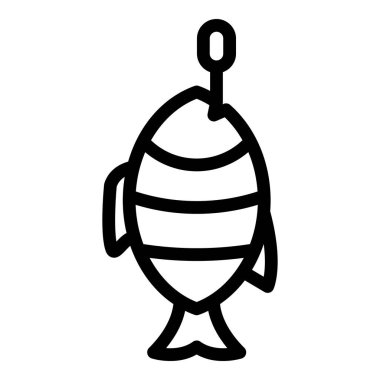 Winter fish on hook icon outline vector. Ice fishing