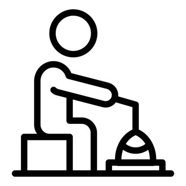 Fisherman icon outline vector. Ice fishing