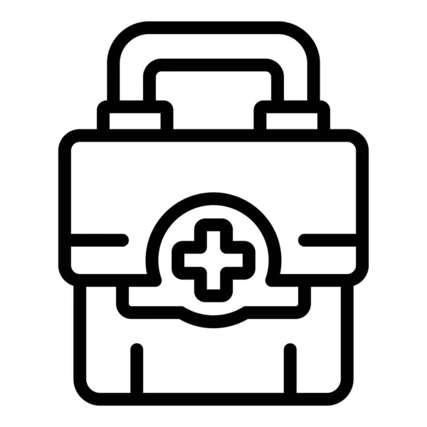 İlk yardım çantasının ikon ana hatları vektörü. Tıp Hastanesi — Stok Vektör