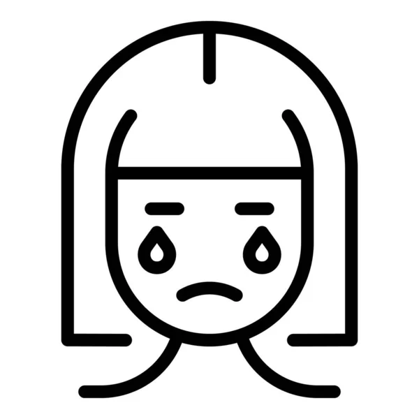 Crying female icon outline vector. Woman hormone — стоковый вектор