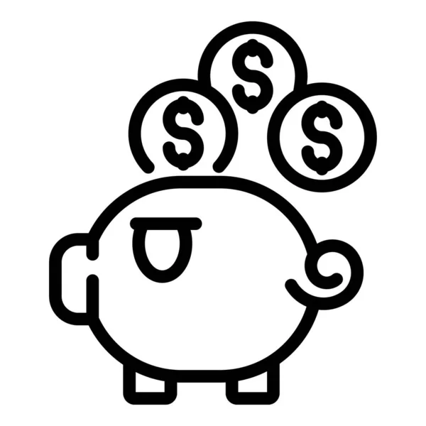 Piggy Bank icono de ingresos contorno vector. Dinero pasivo — Archivo Imágenes Vectoriales