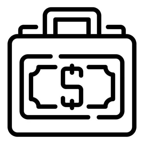 Money briefcase icon outline vector. Passive income — Stock Vector