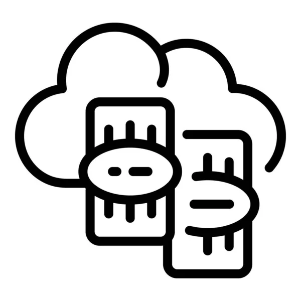 Cloud money income icon outline vector. Computer business — 图库矢量图片