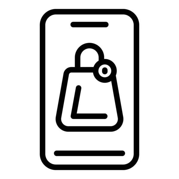 Shop phone app icon outline vector. Internet screen — Stock Vector