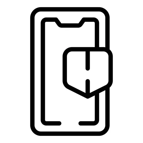 Secured phone app icon outline vector. Screen finger — Vetor de Stock