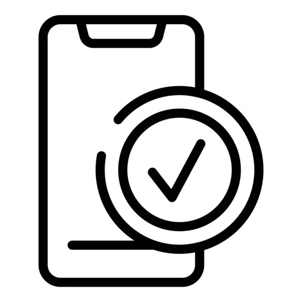 Approved phone app icon outline vector. Screen element — Stock Vector