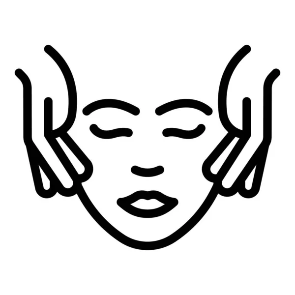 Care facial massage icon outline vector. Face skin — стоковый вектор