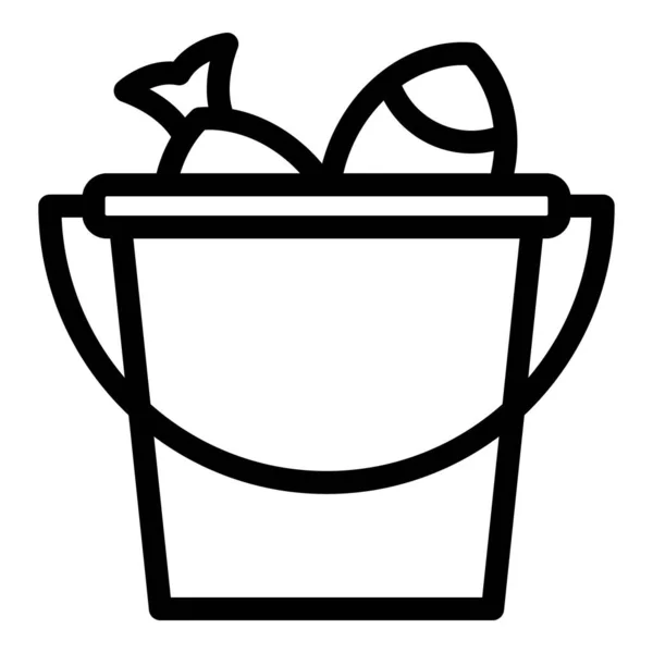 Full winter fish bucket icon outline vector. Ice fishing — Vetor de Stock
