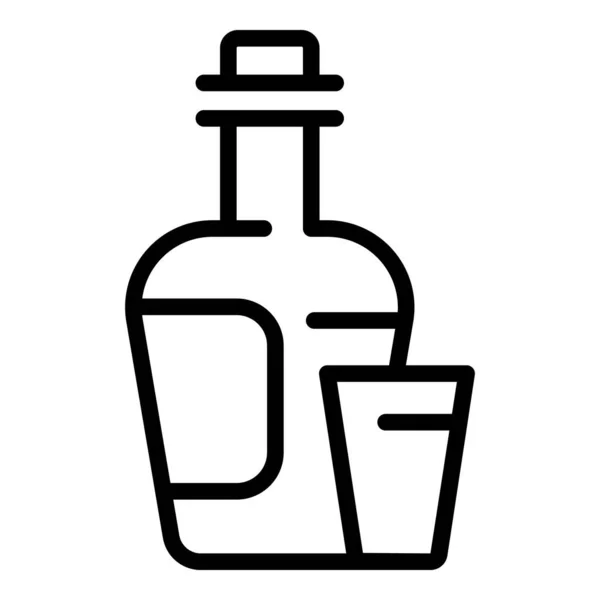 Wine bottle icon outline vector. Glass alcohol — Image vectorielle