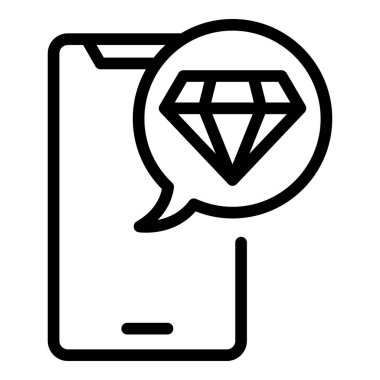 Diamond phone reward icon outline vector. Customer program