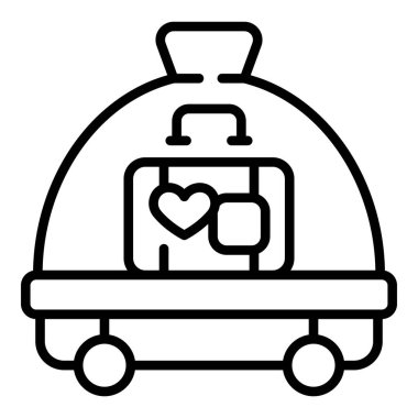 Hotel luggage trolley icon outline vector. Cart travel