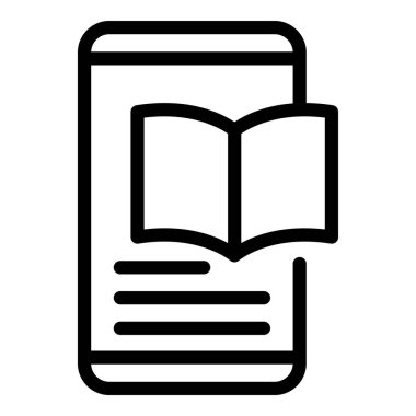 Online library book icon outline vector. People education