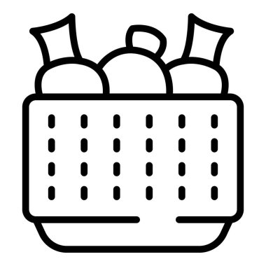 Full colander icon outline vector. Cooking sieve