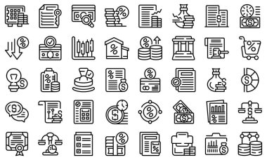 Lender icons set outline vector. Money borrow