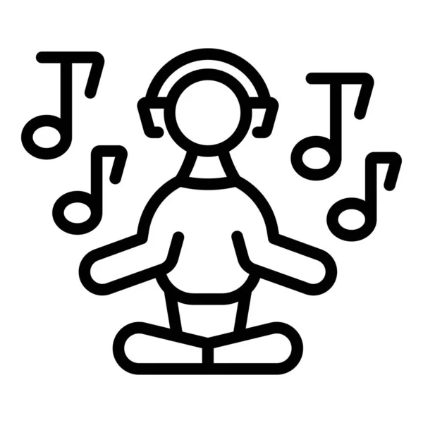 Music meditation icon outline vector. Woman yoga — Stock Vector