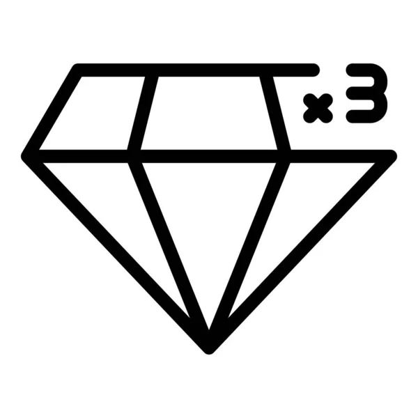 Triple diamond reward icon outline vector. Online program — Wektor stockowy